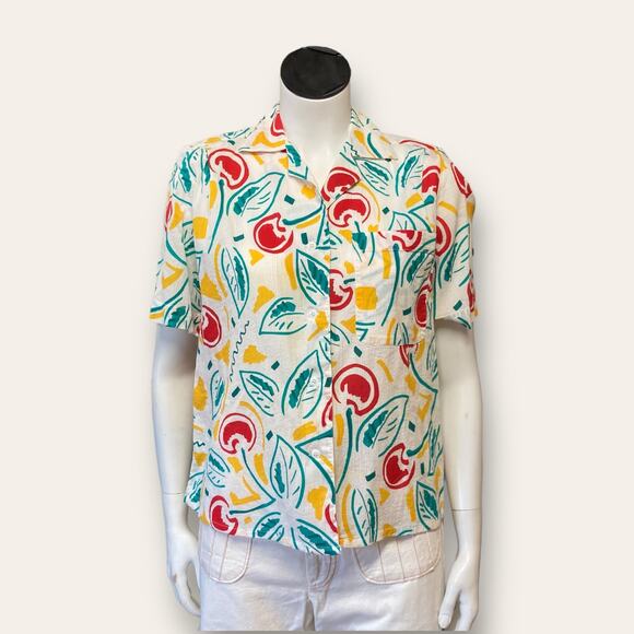 Lloyd Williams petite, cherry shirt, with yellow markings, size 8, 100% cotton - Picture 1 of 6